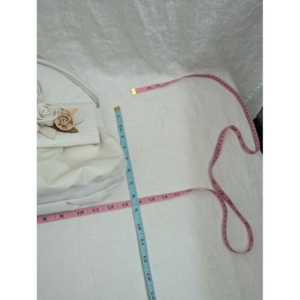 2 bags by Sylvia Cee vintage 1980s floral purse, white peach pink 44" strap P6 - Picture 8 of 12